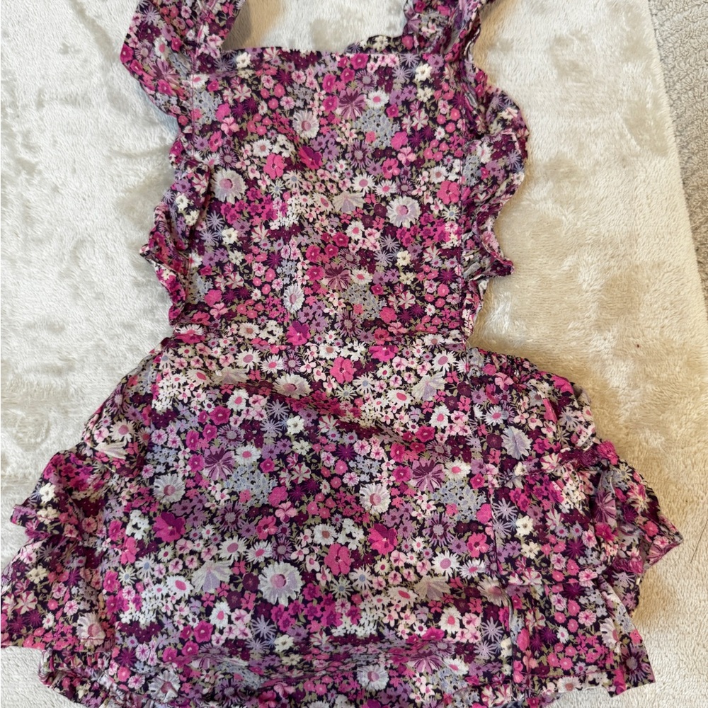 Jamie Kay Garden Print Kids Onesie Playsuit in Pink and Purple